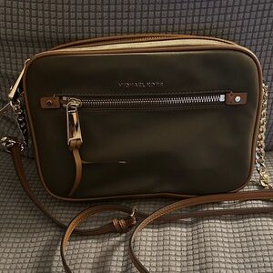 Michael Kors "Polly" Olive and Tan Crossbody Bag